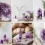 Various amethyst crystals styled as home décor in a collage layout.