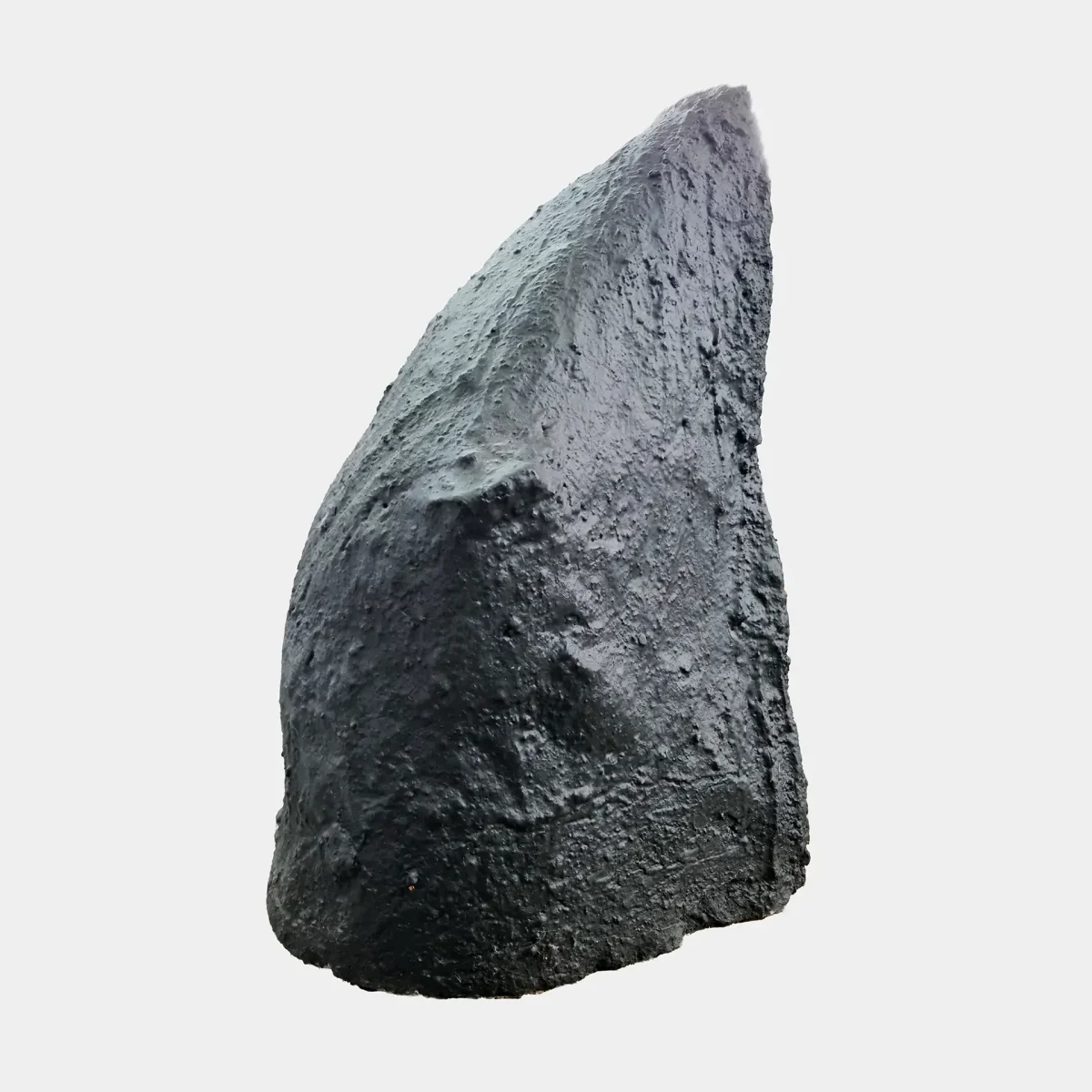 Rear view of the Amethyst Cathedral displaying polished basalt exterior and natural texture characteristic.